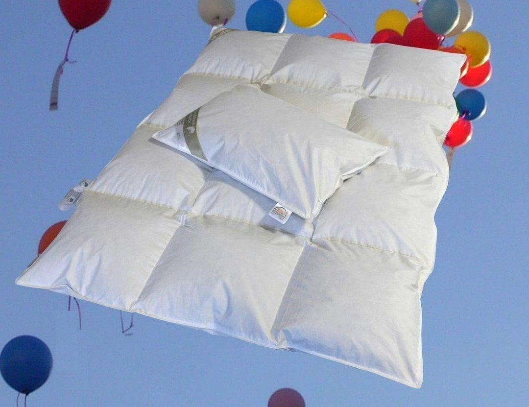 Hofmann Set Kinder Baby Ganzjahresdecke 100x135 + Kissen 40x60 100% Daunendecke