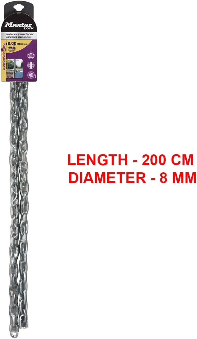 Master Lock 8018EURD Kette aus gehärtetem Stahl, 200 cm x 0,8 cm 2 m, 2 m