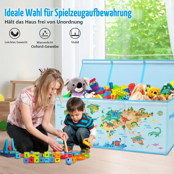 Extra Gross Aufbewahrungsbox mit Deckel Kinder, Zusammenklappbare Oxford-Spielzeugkiste mit Griff fü