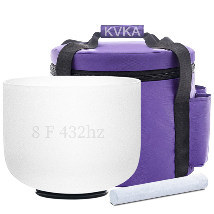 KVKA 20cm Klangschalen, 432Hz F note 8 inch Weiss Chakra Klangschale für Yoga Meditation Sound Heali