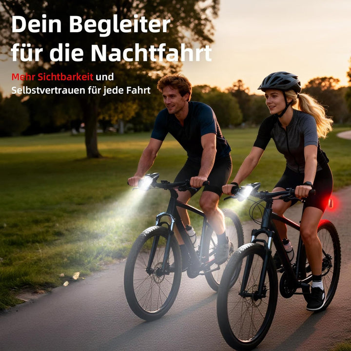 Fahrradlicht Set Fahrradleuchten-Set StVZO-zugelassen Beleuchtungsset, USB-C Aufladbar wasserdicht F