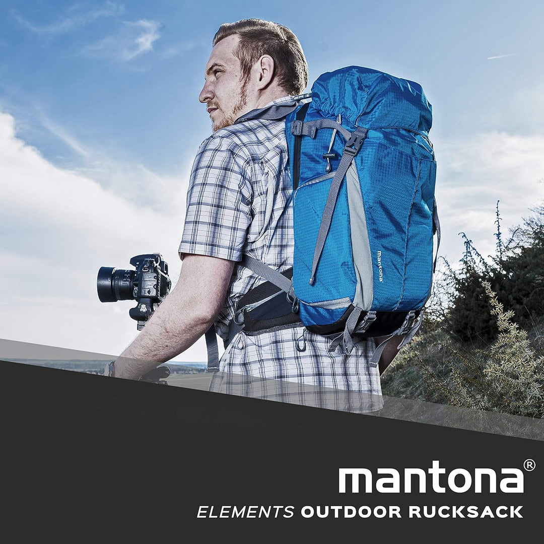 Mantona 20057 Elements Outdoor Rucksack (inkl. Regenschutzhülle, Laptop/Tabletfach, herausnehmbarer
