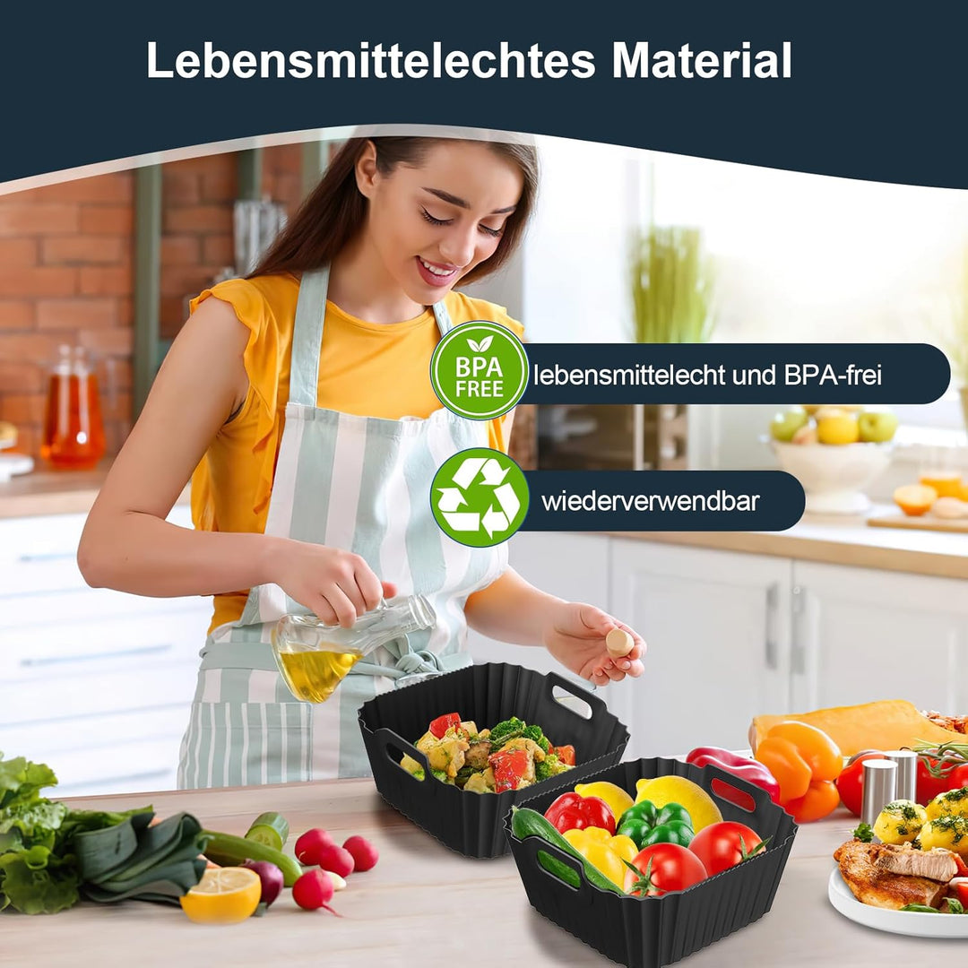 Silikonform Heissluftfritteuse für Russell Hobbs Air Fryer L 4L (27160-56), 2 Stück Airfryer Silikon