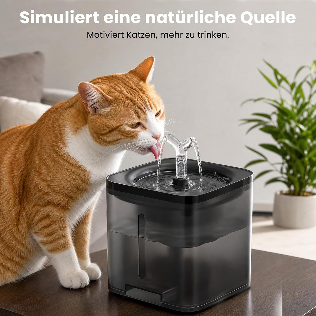 Katzenbrunnen Trinkbrunnen für Katzen, Leiser Katzen Trinkbrunnen mit 4-fach Filtersystem &amp; Zirkulat