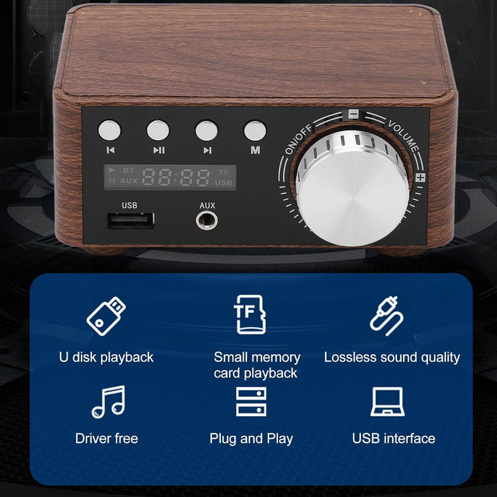 Mini Bluetooth 5.0 Leistungsverstärker DC9V-24V Dual 50W Kanäle 2.0 Stereo HiFi Digital Amp USB Heim