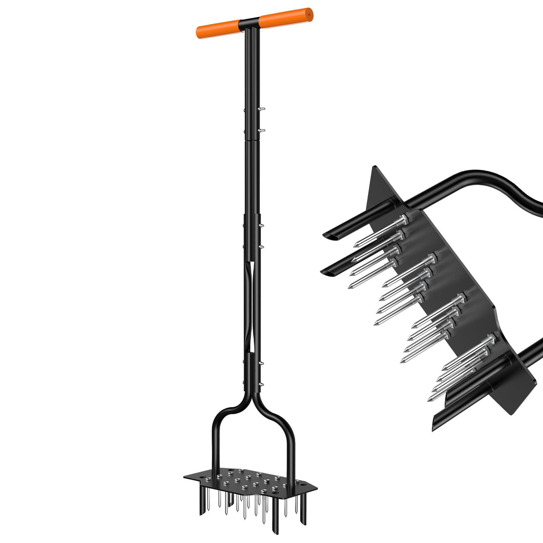 Rasenbelüfter, Aerifizierer für Rasen mit Massiven Stahlnadeln & Hohlnadeln, Rasenlüfter mit Breiter