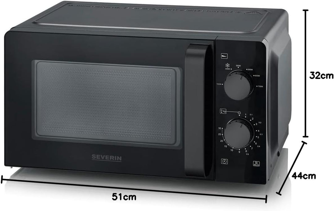 SEVERIN MW 9587 Mikrowelle Schwarz (matt), Edelstahl 800W Timerfunktion