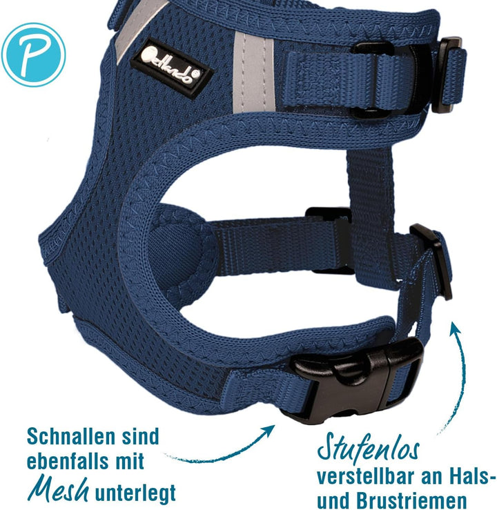 Petlando Hundegeschirr Mesh Vest, leichtes Brustgeschirr aus weichem Mesh & Nylon, stufenlos verstel