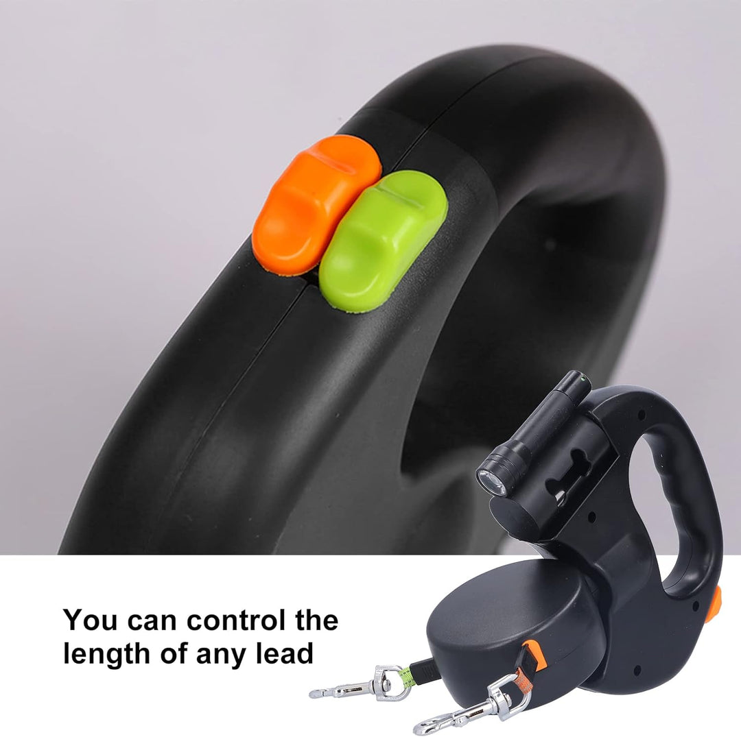 Rollleine Hundeleine,360° drehbare einziehbare Hundeleine für 2 Hunde mit 3 Meter Länge,,Taschenlamp