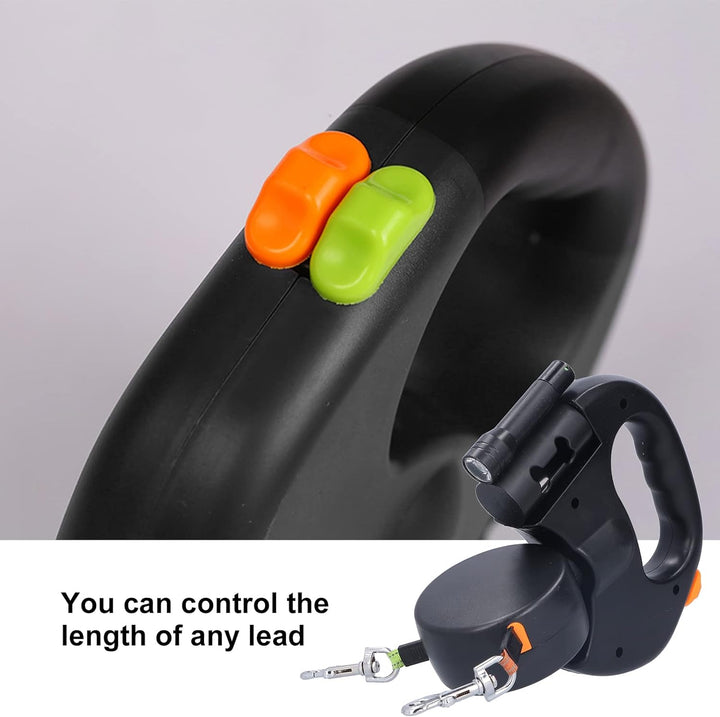 Rollleine Hundeleine,360° drehbare einziehbare Hundeleine für 2 Hunde mit 3 Meter Länge,,Taschenlamp