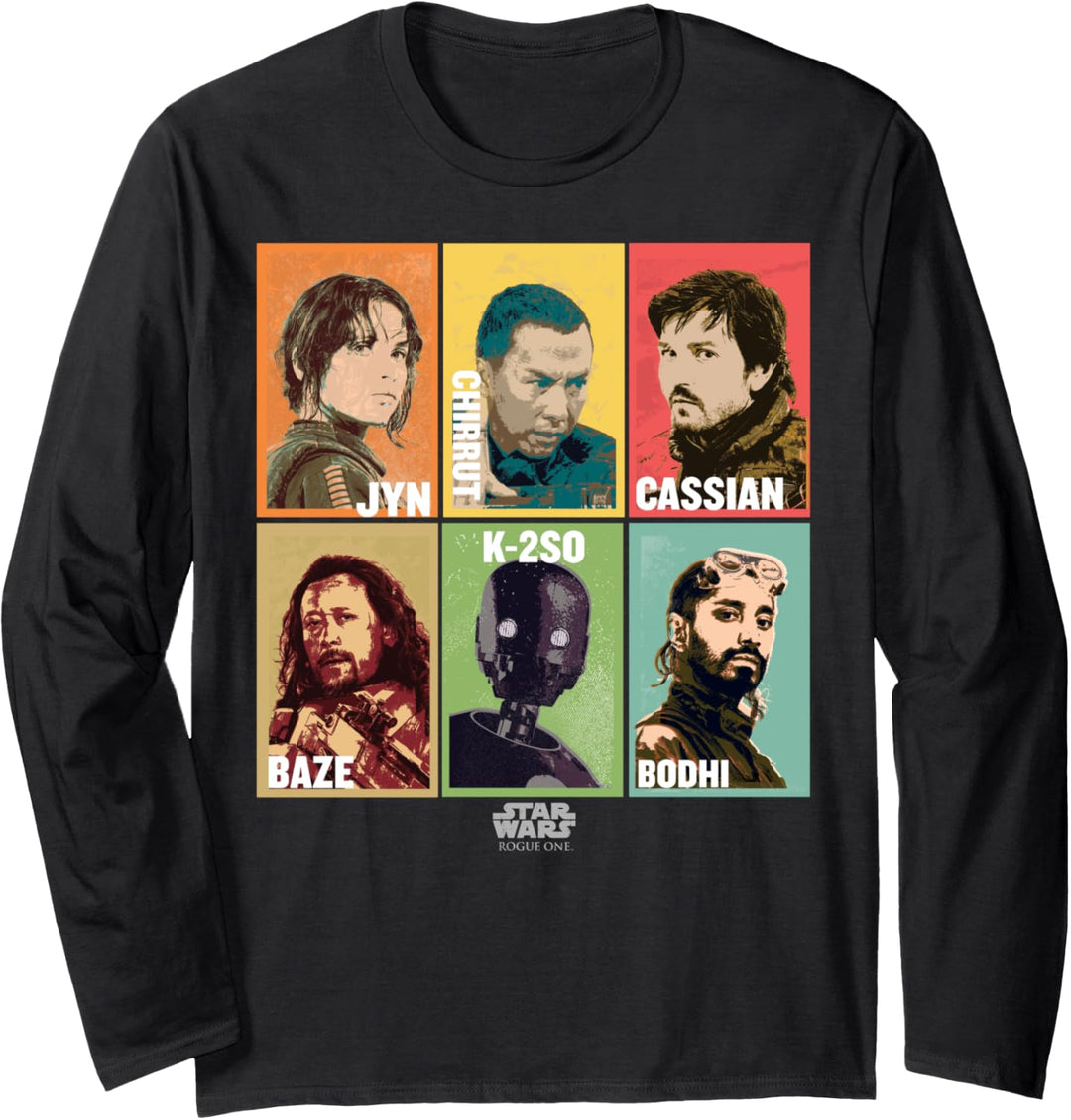 Star Wars Rouge One Group Shot Cartoon Panels Langarmshirt