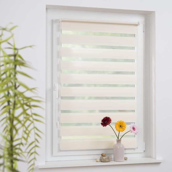 Liedeco® Duo Rollo Klemmfix - 80 x 200 cm apricot/transparent lichtdurchlässig Blickdicht und stufen