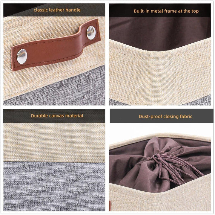Mangata Faltbare Aufbewahrungskörbe mit Deckel,[4 Pack] Grau Canvas-Stoff Aufbewahrungsbox für Spiel