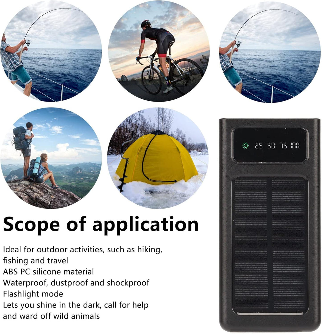 Solar-Powerbank, Tragbares 20000-mAh-Solartelefon-Ladegerät mit Taschenlampe, Unterstützt die Leistu