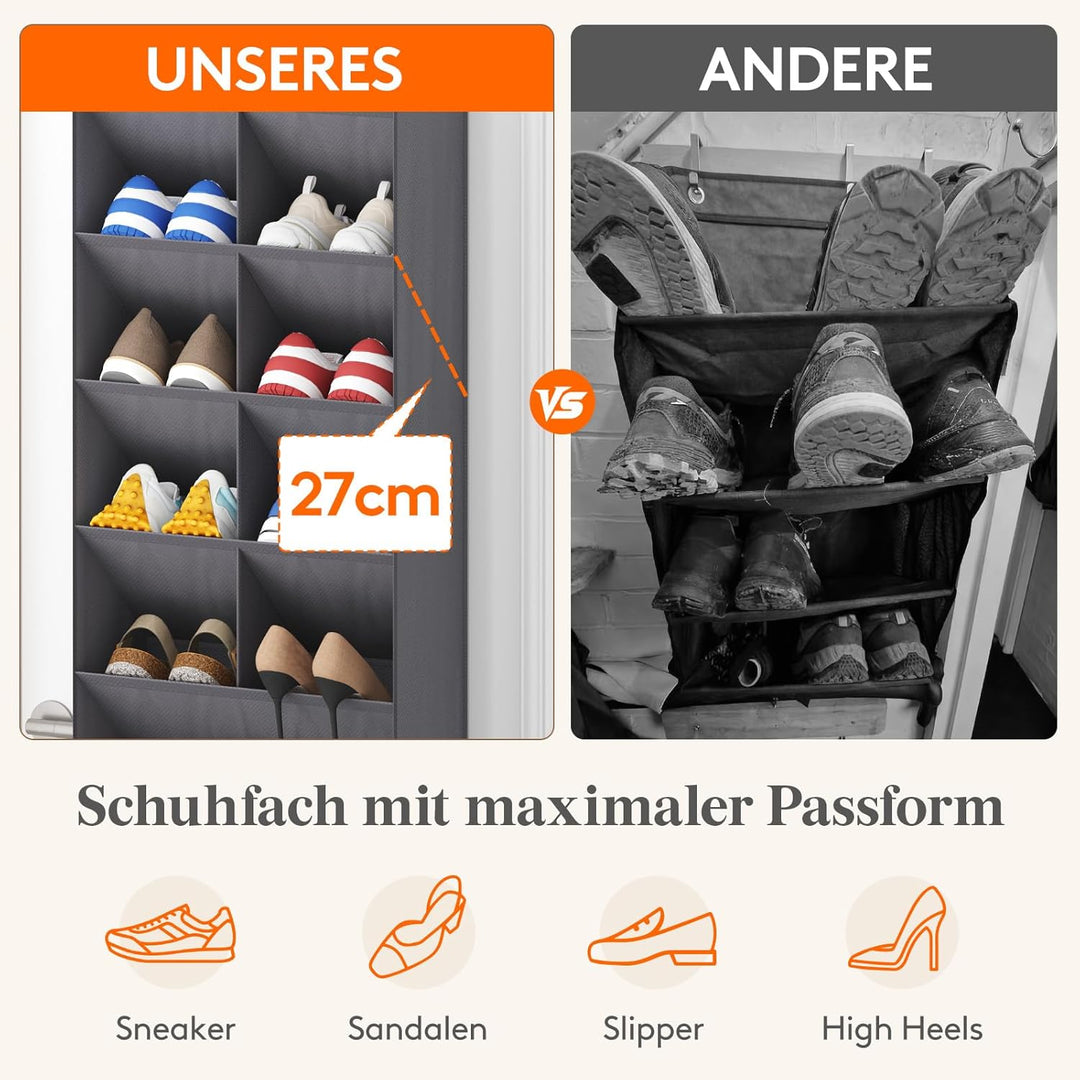 Lifewit 6 Ebene über die Tür Schuh mit 11 grossen tiefen Taschen, 1 Packung Stoff hängende Schuhe Au