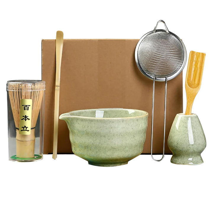 Matcha Tea Set,6 Piece Matcha Besen Set, with Matcha Whisk, Broom,Matcha Schale,Matcha Bowl with Spo