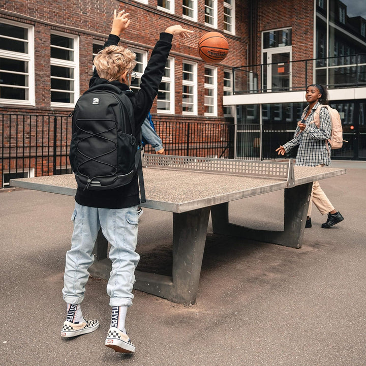 Audetic Schulrucksack Mädchen & Jungen Teenager Schwarz - AERO - Ergonomischer Rucksack mit vielen F