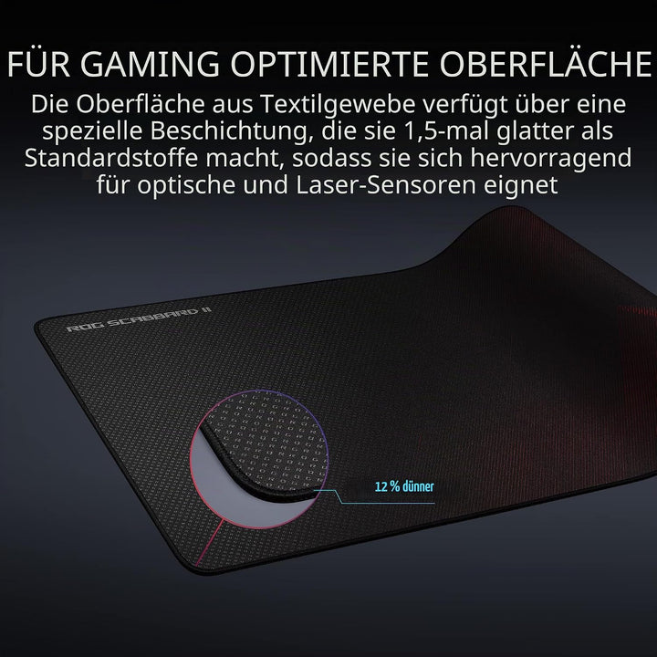 ASUS ROG Scabbard II Gaming-Mauspad – schützende Nano-Beschichtungs-Oberfläche weist Wasser-Ölstaub
