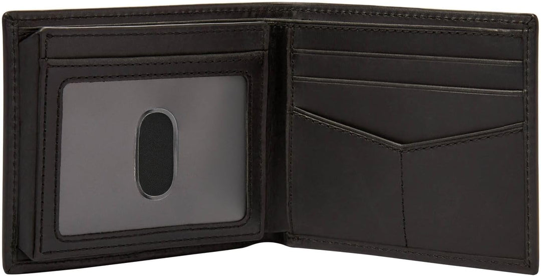 Fossil mens Derrick Travel Accessory Bi Fold Wallet, Schwarz, 11.43 cm L x 1.91 W 8.89 H EU, Schwarz