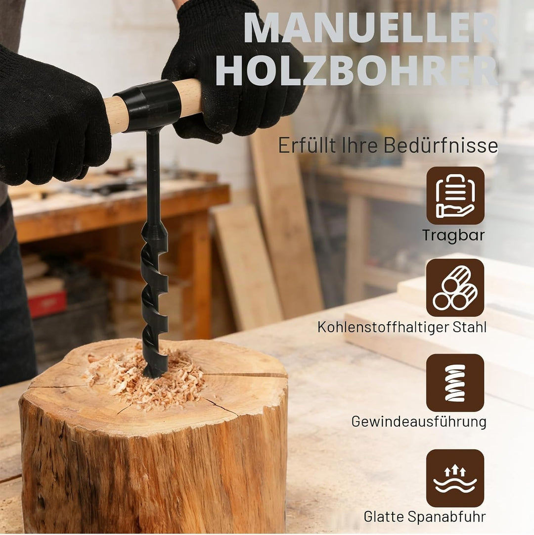 CISSIYOG Holzbohrer Manuell Bushcraft, Bushcraft Bohrer Überlebensausrüstung mit Manueller Schrauben
