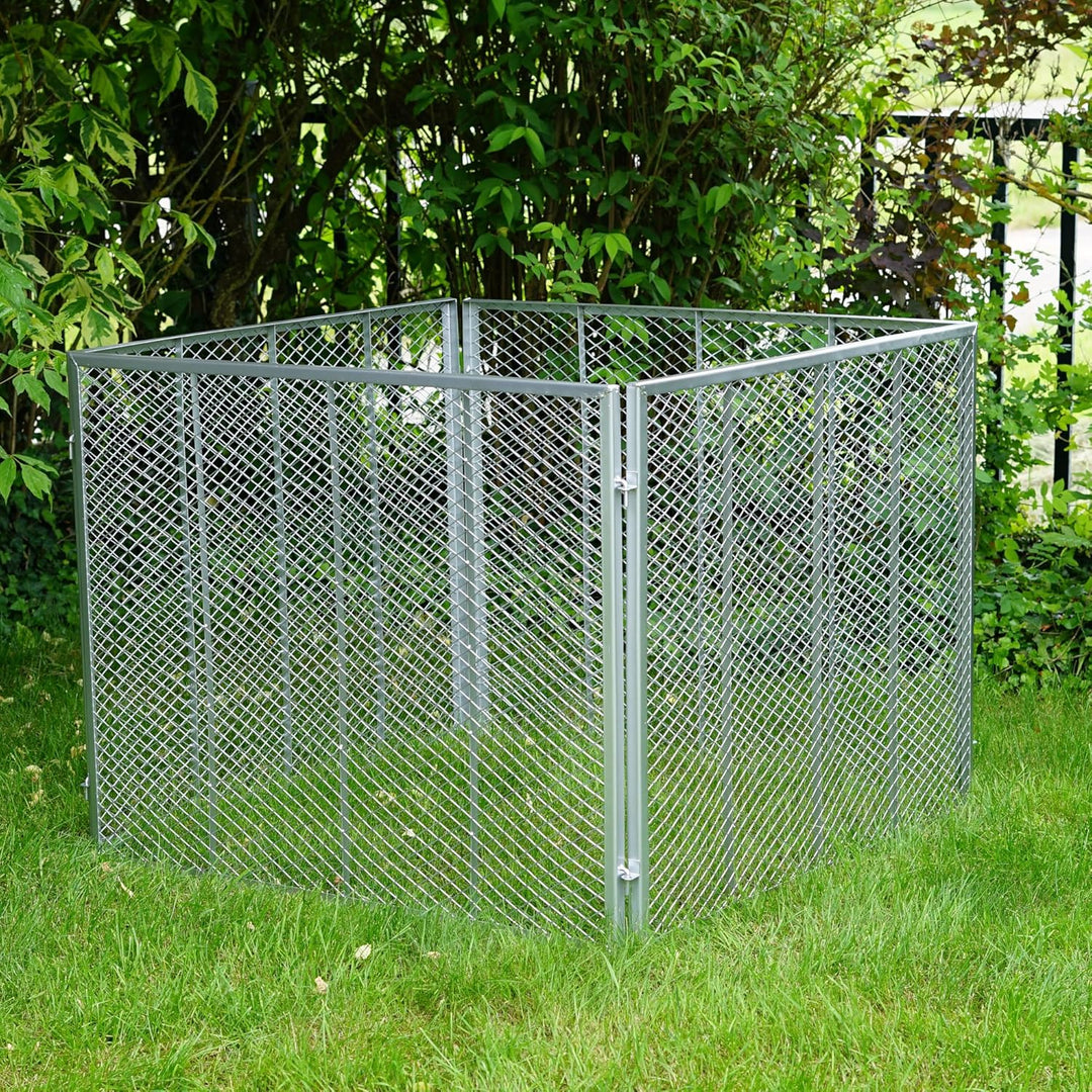 NATIV Garten Komposter 80x80x70 cm mit Bodengitter, Metallkomposter mit 448 Liter Volumen, Drahtkomp