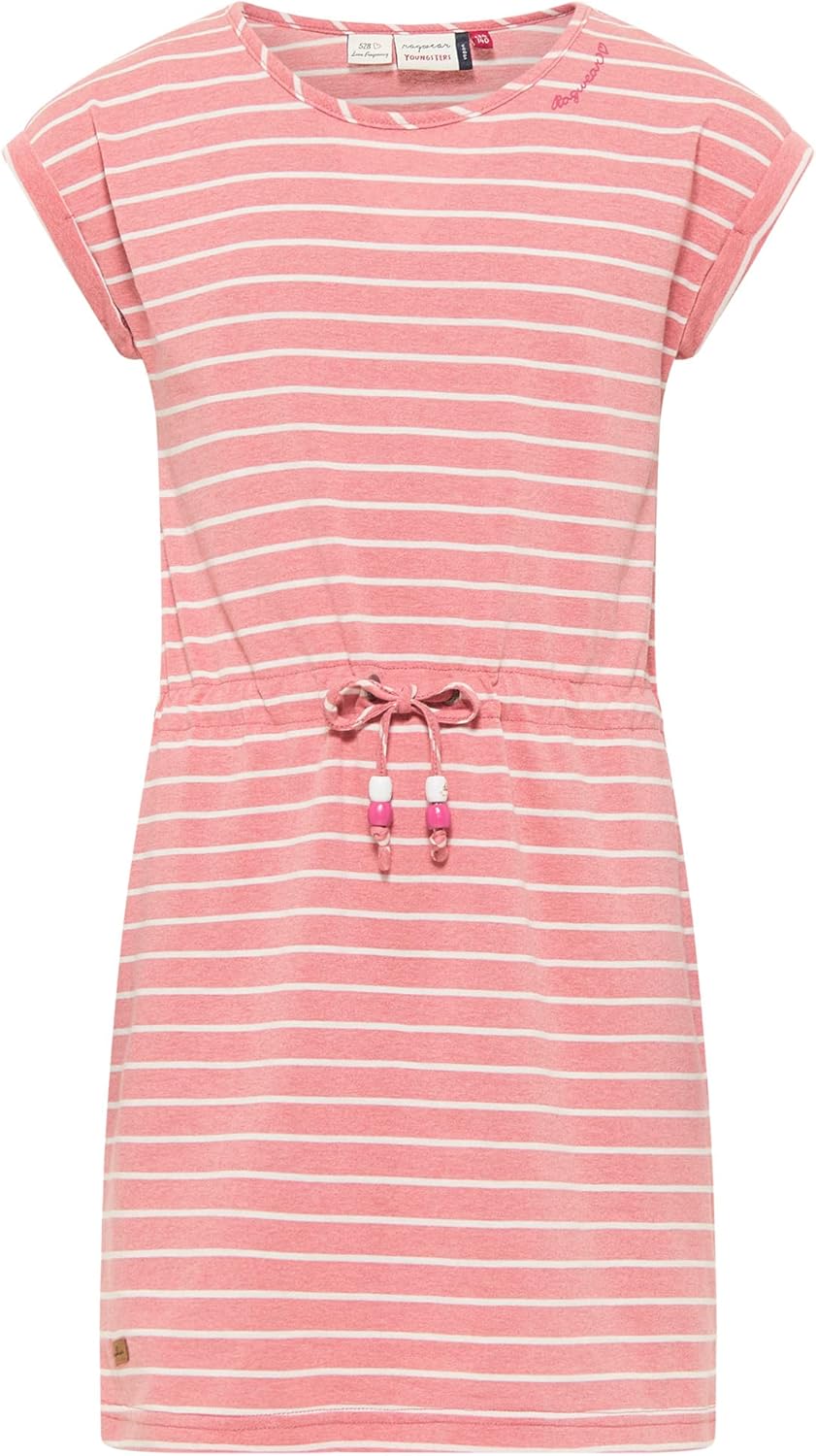 Ragwear Mädchen Kleid Lippi Stripes Dress Sommerkleid gestreift Marine aus weicher Baumwolle, 140 Ro
