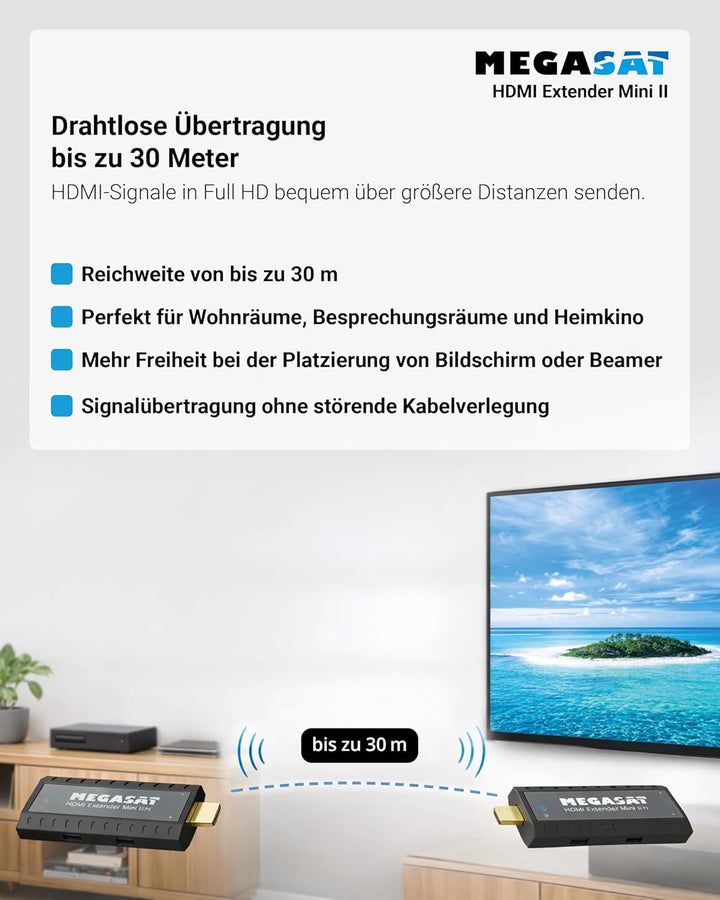 MegaSat Mini II HDMI Extender 30 m 5.8 GHz 1920 x 1080 Pixel