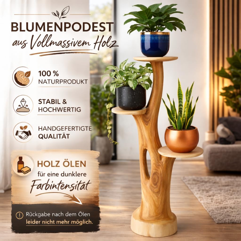 My-goodbuy24 Blumenständer Blumentreppe Blumenpodest Blumenhocker Pflanzen Blumen Treppe Holz Massiv