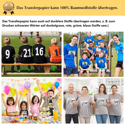 TransOurDream Echte Inkjet Transferfolie,Bügelfolie für Dunkle T-Shirts,für Hiztepresse,DIN A4X100 B