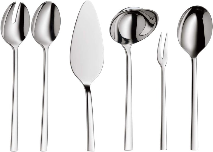 WMF Sonic Besteck Set 12 Personen, 66 teilig, 60 Teile mit Servierbesteck, Hohlheftmesser, Cromargan