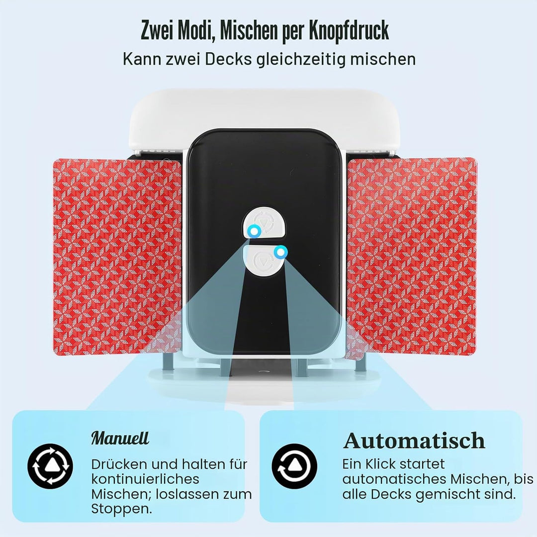 Kartenmischer Elektrisch Kartenmischmaschine Mischmaschine Karten + Pokerkarten Mischgerät Kartenmis