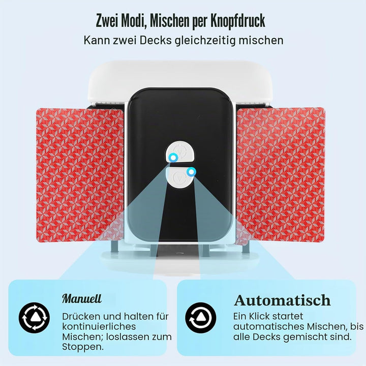 Kartenmischer Elektrisch Kartenmischmaschine Mischmaschine Karten + Pokerkarten Mischgerät Kartenmis