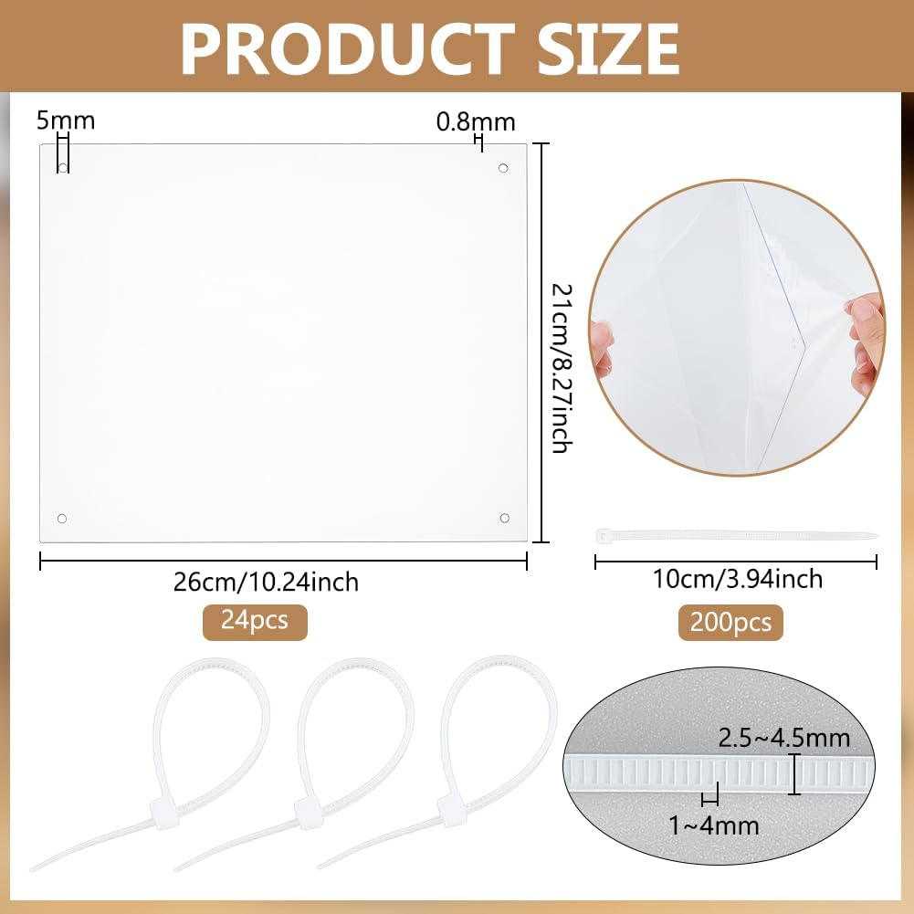 BENECREAT 24 Packung Haustierkäfigschutzliner Set, 260x210mm Klarer Käfigrandschutz Urin Schutz für