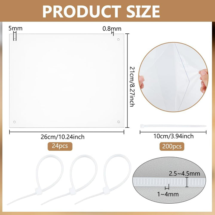 BENECREAT 24 Packung Haustierkäfigschutzliner Set, 260x210mm Klarer Käfigrandschutz Urin Schutz für
