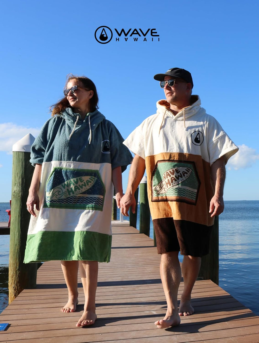 WAVE HAWAII Curitiba Surfponcho für Körpergrössen von 170-200 cm Poncho 100% ÖKO Baumwolle Velours U