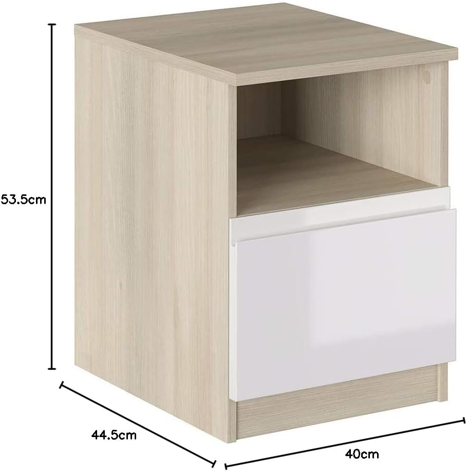 Iconico Home MIK Modern, Nachttisch mit Tagesfach und Schublade mit Rollschienen, mit integriertem G
