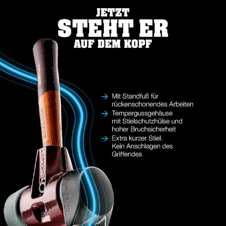 Simplex - Schonhammer, Gummikomposition, mit Standfuss/Superplastik; mit Tempergussgehäuse und hochw