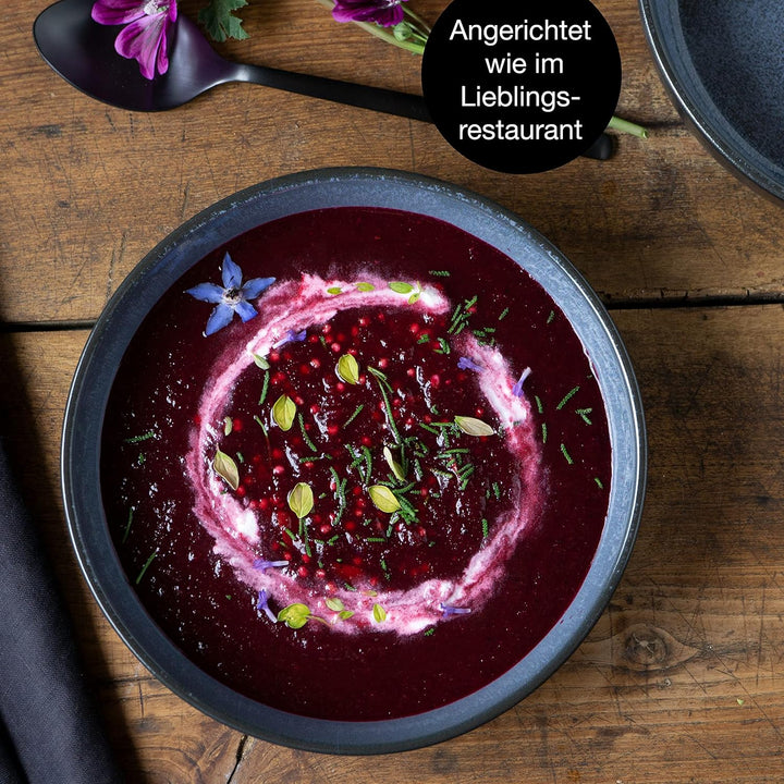 Moritz & Moritz VIDA 6er Suppen Teller Set Blau - Suppenteller für 6 Personen - Porzellan spülmaschi