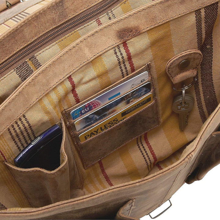 Harold's Kuriertasche 40 x 30 x 10 cm Rind-Leder Messenger Schulter-Tasche 391403 taupe, Taupe