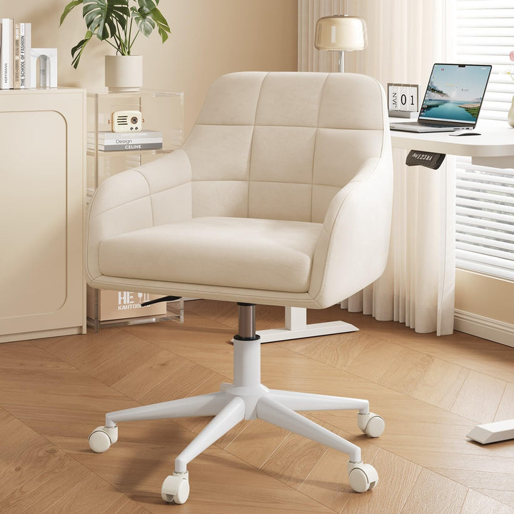YOUDENOVA Schreibtischstuhl, Drehstuhl mit Rollen, Schminkstuhl Höhenverstellbar, Homeoffice Stuhl,
