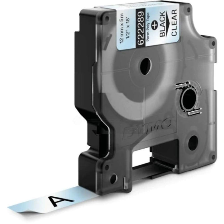 DYMO Rhino Industrie Permanente Polyesteretiketten | 12 mm x 5,5 m | Schwarz auf Transparent | selbs