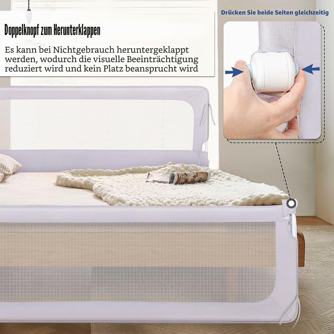 OHMG Bettgeländer,Sicherheitsgitter für Kinder,Sicherheitsgitter für Bett,höhenverstellbar,tragbar,B