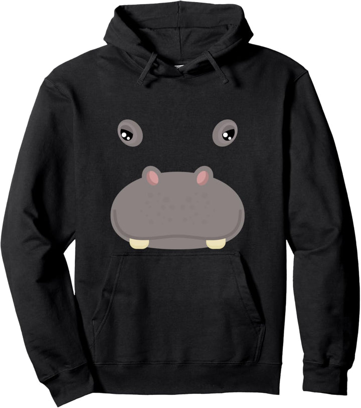 Nilpferd-Gesicht Kostüm Lustig Tiermotiv Karneval Halloween Pullover Hoodie