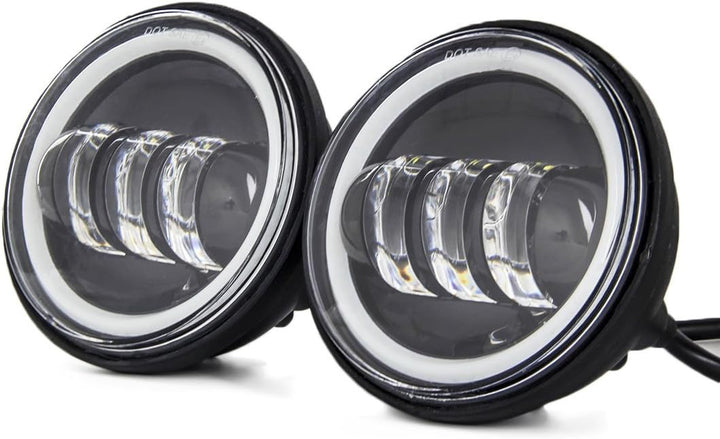 SKUNTUGUANG 1 Paar 4,5-Zoll-LED-Nebelscheinwerfer mit Angel Eyes für (Schwarz)