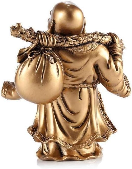 Lachender Buddha Feng Shui von Fortune 17x10x15cm Goldfarben, 17x10x15cm Goldfarben