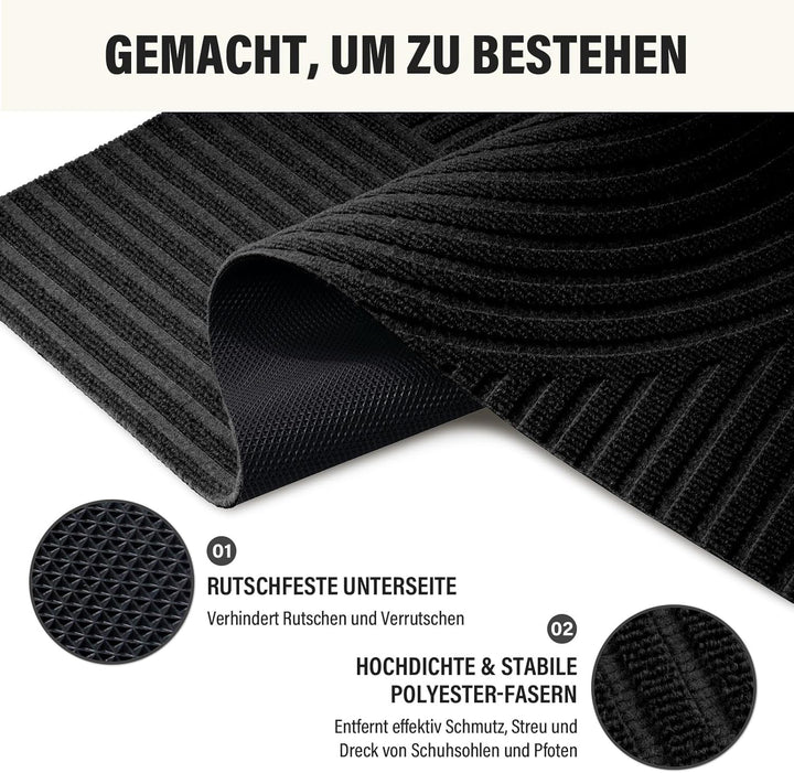 FEOMOS Schmutzfangmatte Innen Aussen 50x80cm, rutschfeste Fussmatte mit Saugkraft, Fussmatte Waschba