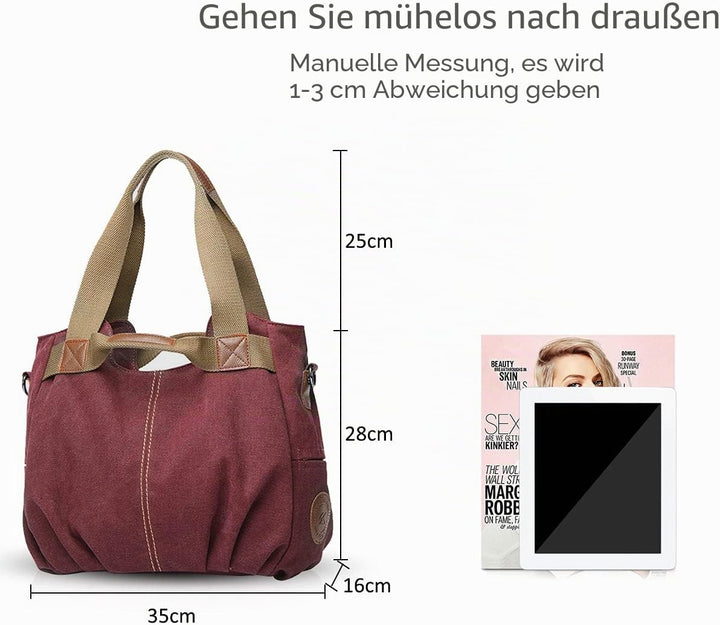 NICOLE &amp; DORIS Canvas Tasche Damen Tragetaschen für Damen Schultertaschen Umhängetasche Leinwand Han