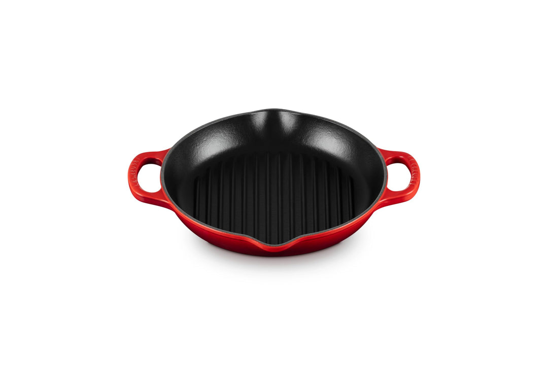 LE CREUSET Signature Hohe runde Grillpfanne aus Gusseisen, für alle Herdarten und Backöfen, 25 cm Ki
