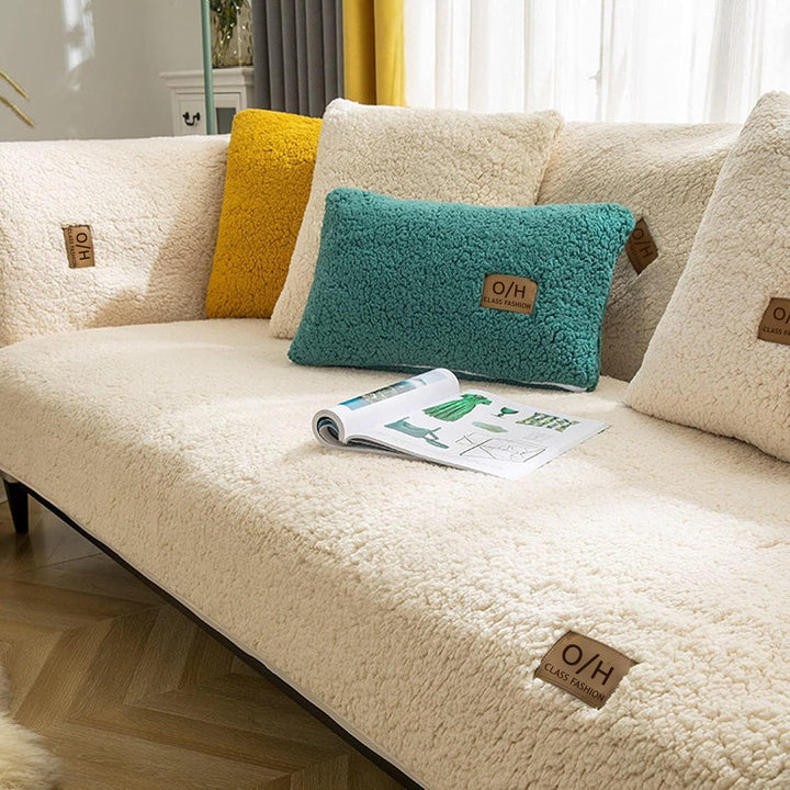 LINGKY Samt Sofabezug 1 2 3 4 Sitzer, L Form Sofaüberwurfe, Ecksofa Sofa überzug Pets Dog Couch über