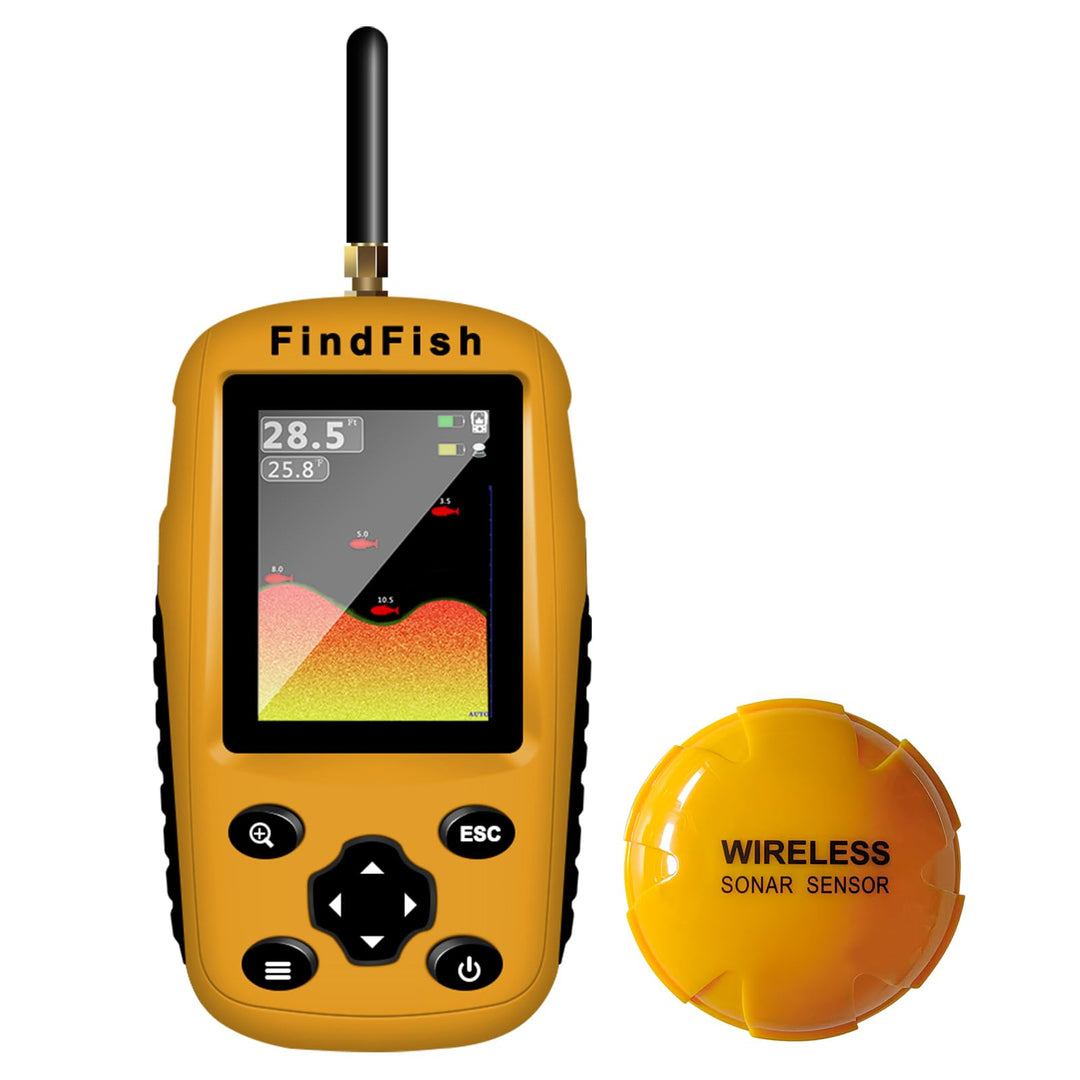 Fischfinder Wireless Fish Finder für Boote, Angeln im Kajak Echolot mit Tiefenmesser, Fischgrösse, W